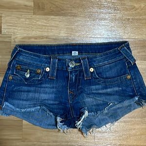 True Religion Blue Cut Off Shorts